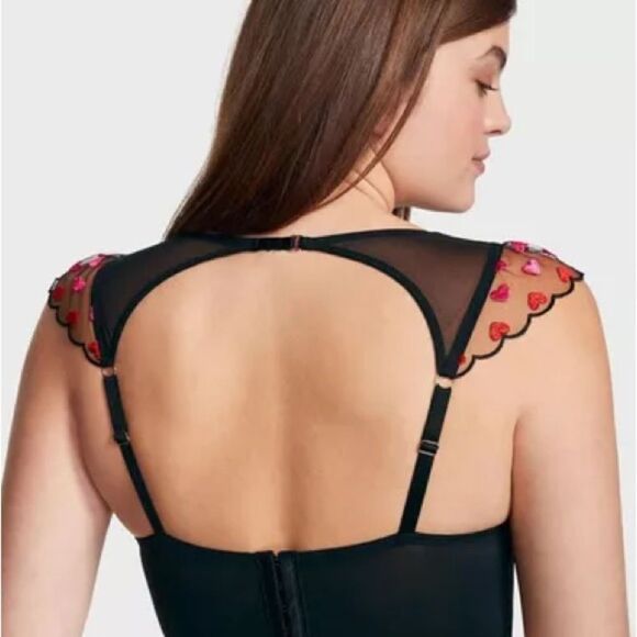 VICTORIA'S SECRET DREAM ANGELS HEART EMBROIDERED CAP SLEEVE CORSET BRA TOP M NWT - Picture 2 of 8